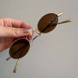 #73 Retro Gold Frame with Round Sunglasses with Brown Lens